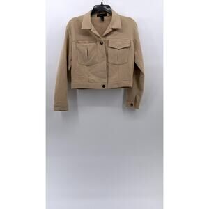 FOREVEVER 21 Women's Tan Button-Up Long Sleeve Cropped Jacket SZ S